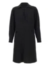 Elena Miro' Polo-collar Long-sleeves Midi Dress In Black