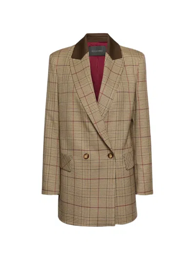 Elena Miro' Prince Of Wales-check Double-breasted Blazer In Black