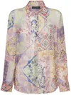 Elena Miro' Floral Patchwork Shirt In Pink