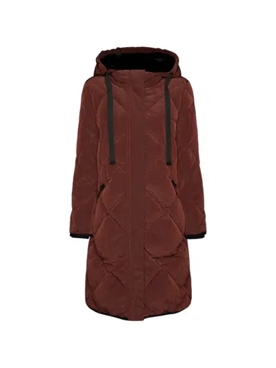 Elena Miro' Quilted Hooded Coat In Brown