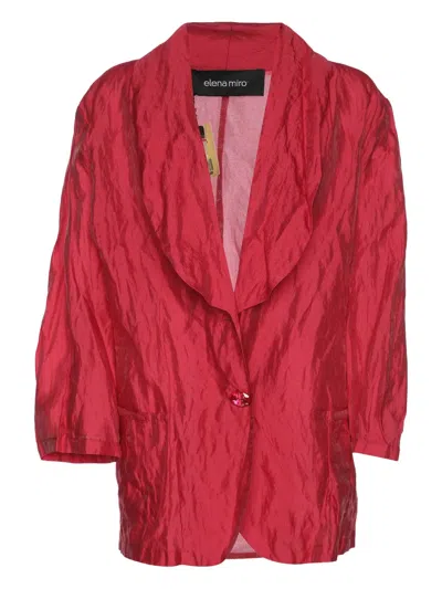 Pre-owned Elena Miro' Crinkled Knit Blazer In Red