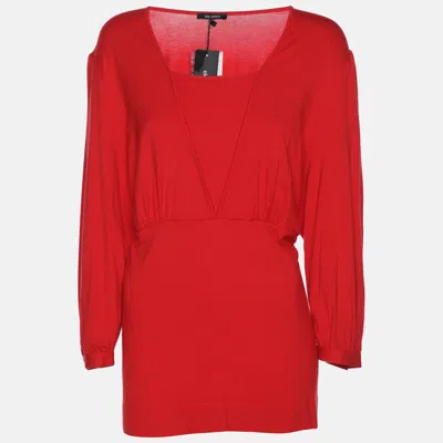 Elena Miro' Red Jersey V Nick 3/4 Sleeve Blouse