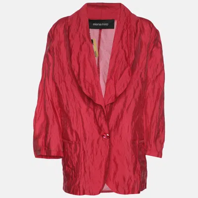 Elena Miro' Red Lurex Knit Crinkled Belted Blazer
