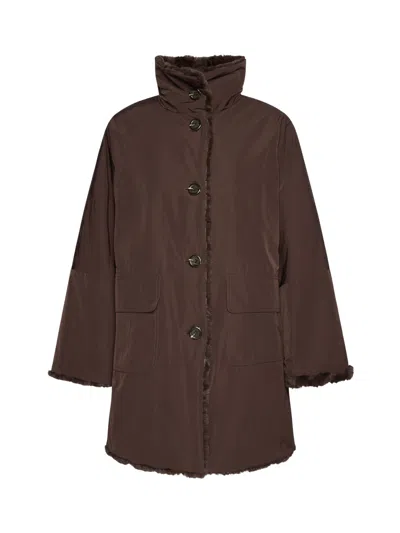 Elena Miro' Elena Miro Reversible Jacket In Nylon And Eco Shearling In Brown