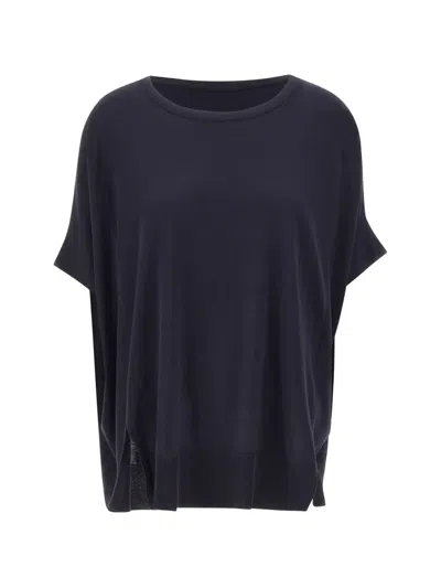 Elena Miro' Ribbed Crew Neck Jumper In Blue