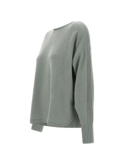 Elena Miro' Ribbed-detail Rounded-hem Sweater In Gray