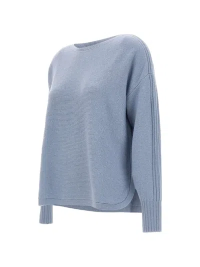 Elena Miro' Ribbed-detail Wool Sweater In Blue