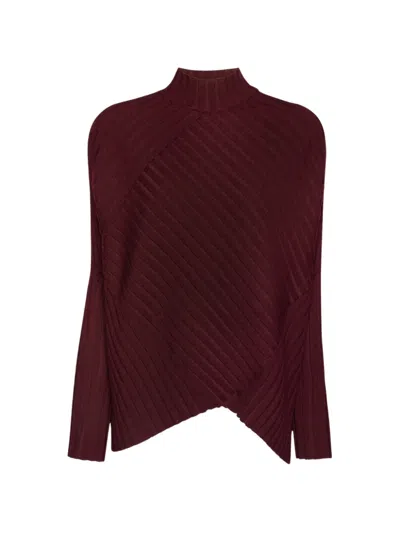 Elena Miro' Ribbed-knit Asymmetric Sweater In Brown