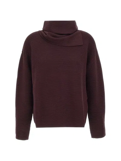 Elena Miro' Ribbed-knit Boat-neck Sweater In Burgundy
