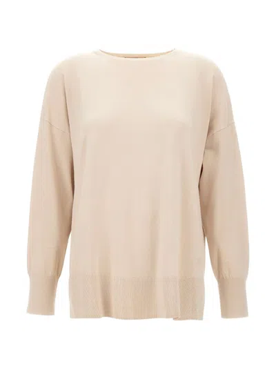 Elena Miro' Round-neck Sweater In Brown