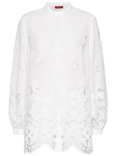 Elena Miro' Floral-lace Shirt In White