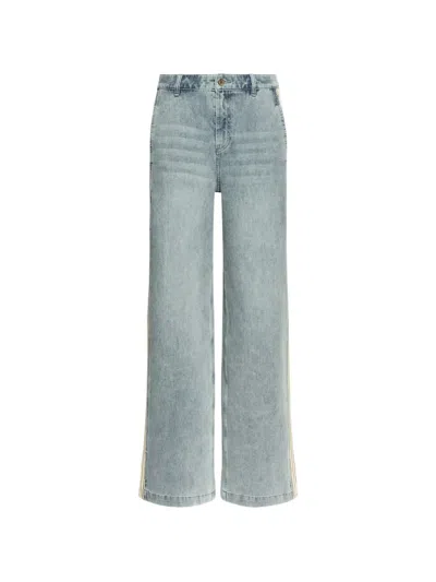 Elena Miro' Elena Miro Wide Leg Jeans With Side Hems In Blue