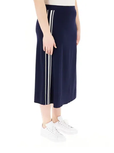 Elena Miro' Stripe-detail Midi Skirt In Blue