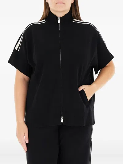 Elena Miro' Stripe-detail Zip-front Sweater In Black