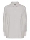 Elena Miro' Striped Round-collar Shirt In White
