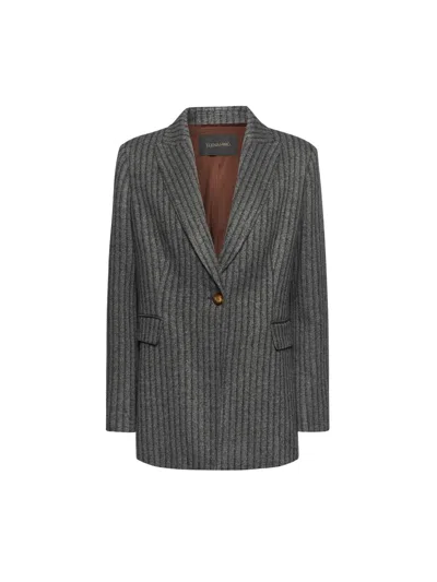 Elena Miro' Structured Blazer In Gray