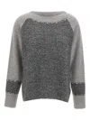 Elena Miro' Stud-embellished Ribbed Sweater In Gray