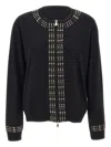 Elena Miro' Studded Zip Cardigan In Black
