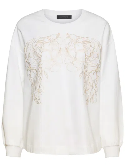 Elena Miro' Embroidered Cotton Sweatshirt In White