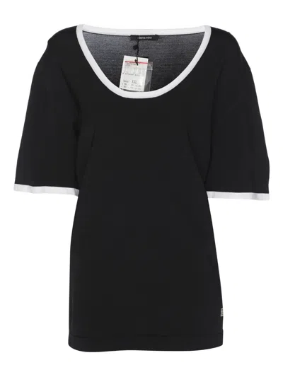 Pre-owned Elena Miro' Contrast-trim T-shirt In Black