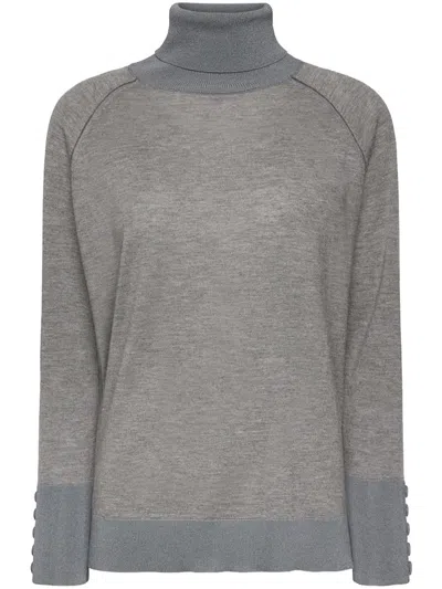 Elena Miro' Button-embellished Turtleneck Knitwear In Gray