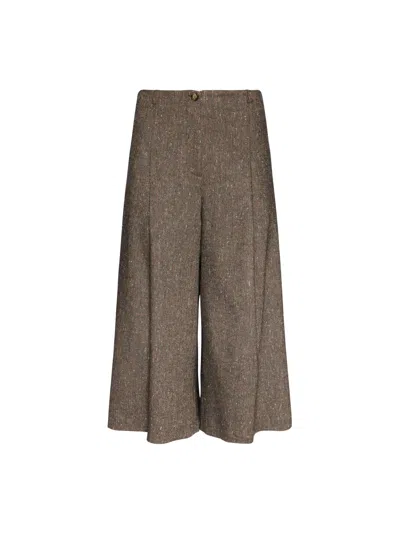 Elena Miro' Tweed Stretch Skirt-pants In Brown