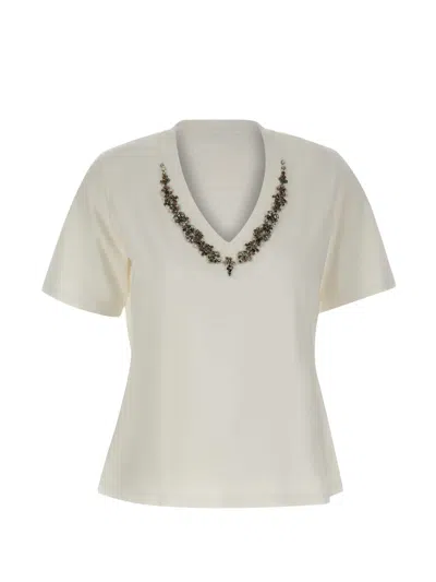 Elena Miro' V-neck T-shirt In White