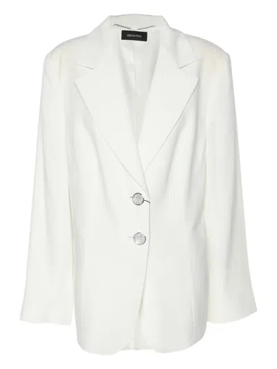 Pre-owned Elena Miro' Buttoned Blazer In White