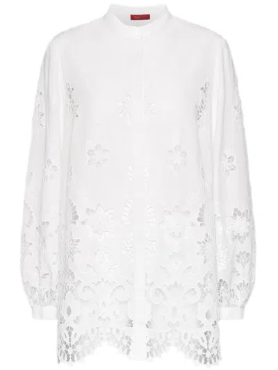 Elena Miro' White Floral Cut-out Lace Blouse