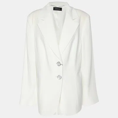 Elena Miro' White Satin Single Breasted Blazer
