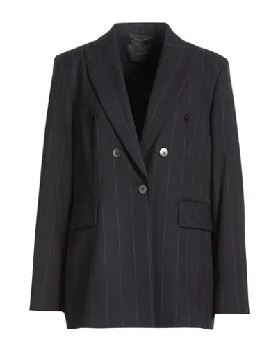 Elena Miro' Elena Mirò Woman Blazer Midnight Blue Size 16 Polyester, Viscose, Elastane In Black