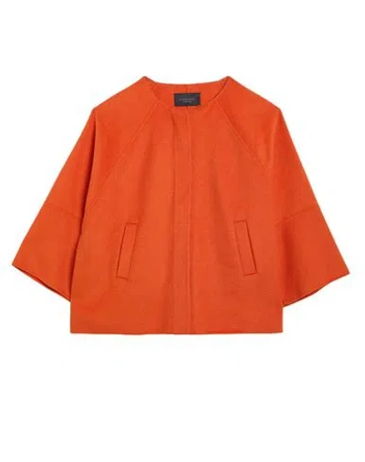 Elena Miro' Elena Mirò Woman Coat Orange Size 16 Wool, Polyester