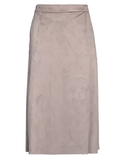 Elena Miro' Elena Mirò Woman Midi Skirt Taupe Size 16 Polyester, Elastane
