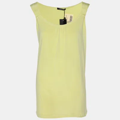 Pre-owned Elena Miro' Yellow Jersey Sleeveless Top Xl