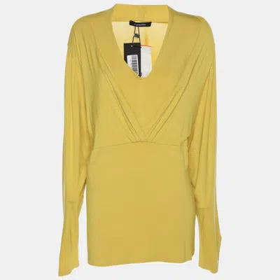 Pre-owned Elena Miro' Yellow Jersey V Neck Tops