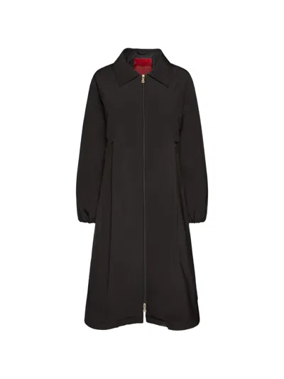 Elena Miro' Zip-up Flared Coat In Black
