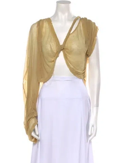 Pre-owned Elena Velez 2023 V-neck Crop Top In Neutrals