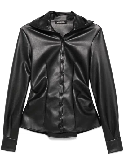 Elena Velez Faux-leather Shirt In Black