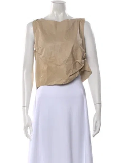 Pre-owned Elena Velez Leather Asymmetrical Top In Neutral