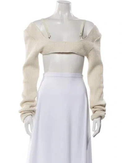 Pre-owned Elena Velez Off-the-shoulder Sweater In Neutral