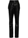 ELENA VELEZ OIL SLICK BLACK FAUX LEATHER TROUSERS