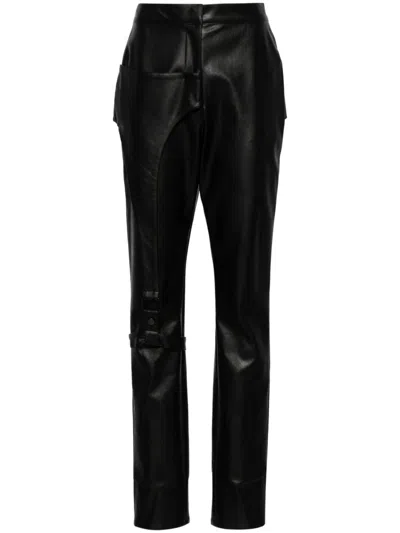 Elena Velez Moto Faux-leather Trousers In Schwarz