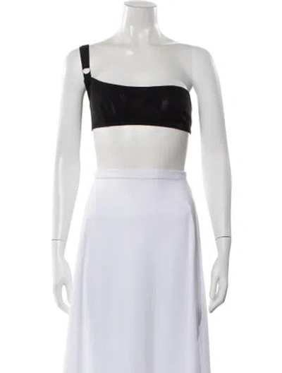 Pre-owned Elena Velez One-shoulder Sleeveless Crop Top In Black