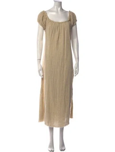 Pre-owned Elena Velez Square Neckline Long Dress In Neutrals