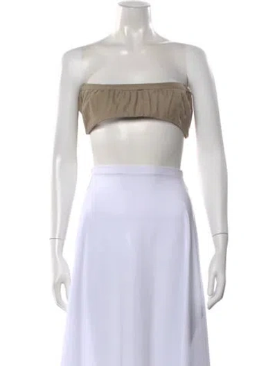 Pre-owned Elena Velez Strapless Crop Top In Brown
