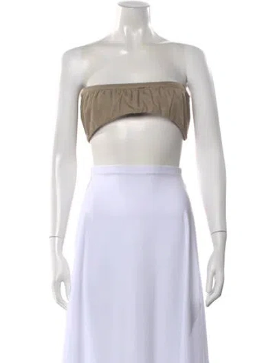 Pre-owned Elena Velez Strapless Crop Top In Brown