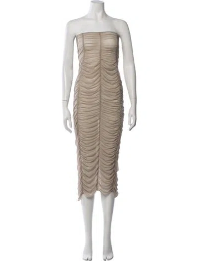 Pre-owned Elena Velez Strapless Midi Length Dress In Neutrals