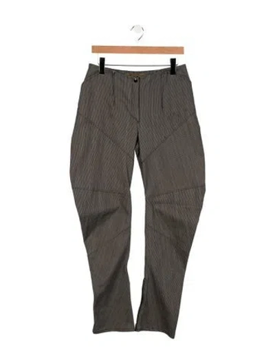 Pre-owned Elena Velez Striped Straight Leg Pants In Black