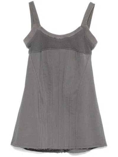 Elena Velez Waffle-knit Corset Mini Dress In Gray