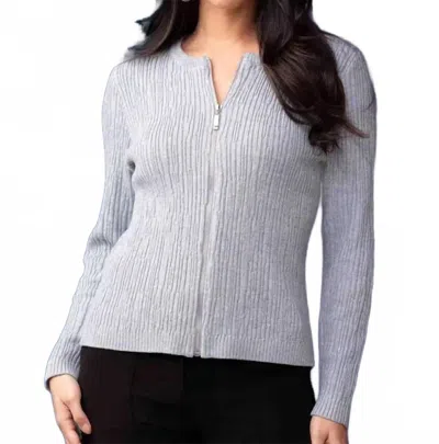 Elena Wang Subtle Sparkle Long Sleeve Sweater In Silver In Gray